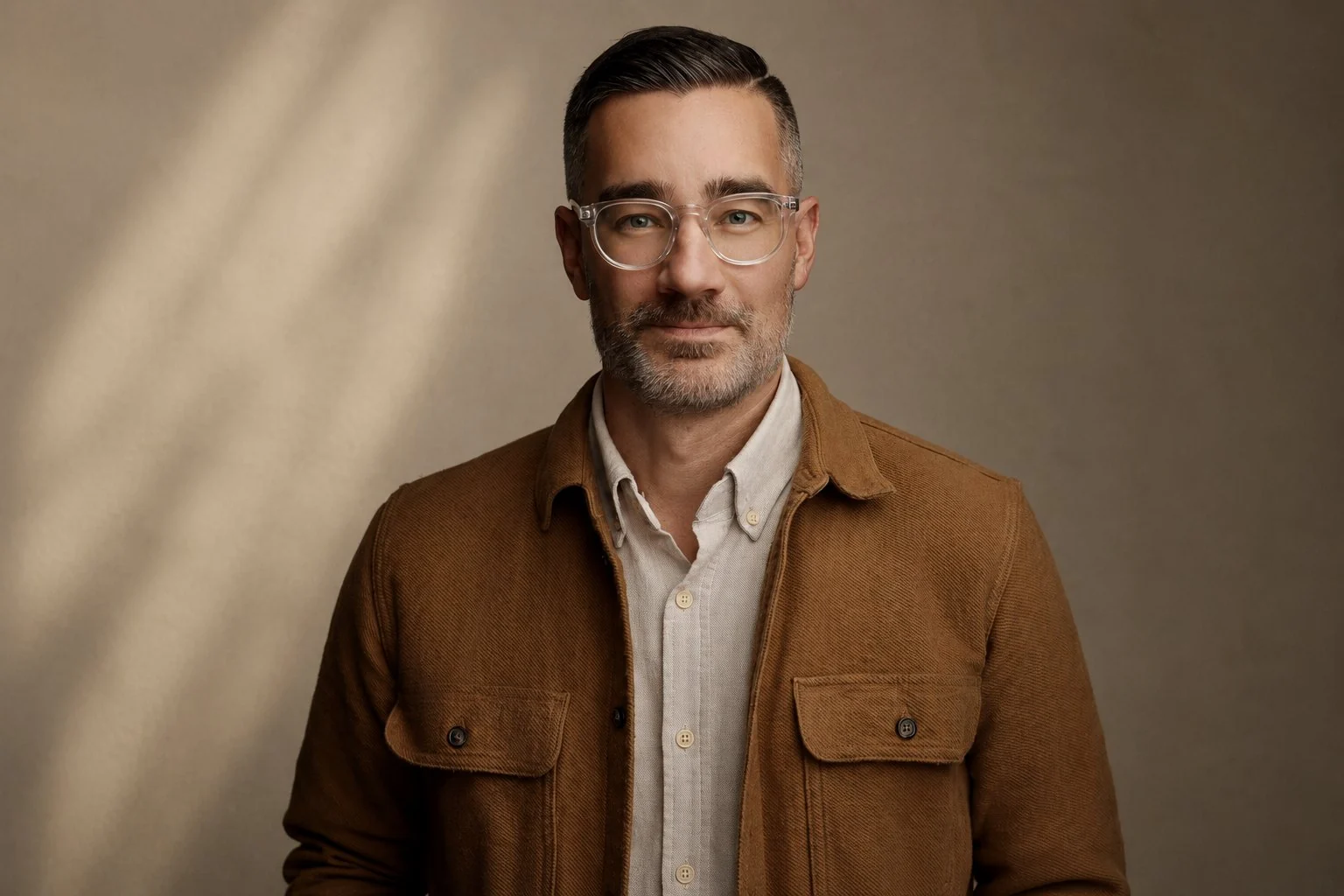 Portrait of Dan Case in a brown overshirt