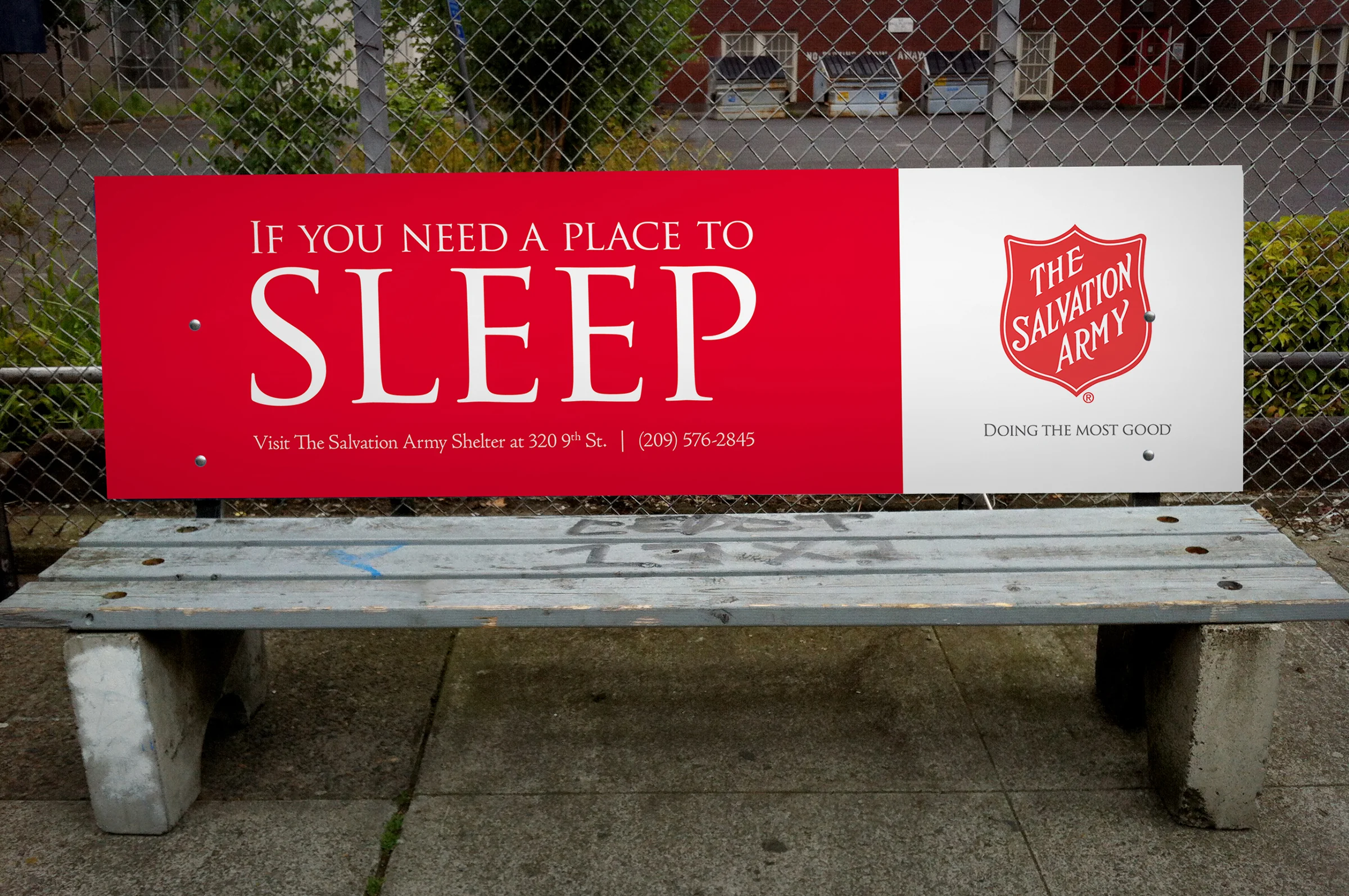 Salvation Army Signs of Hope bench installation